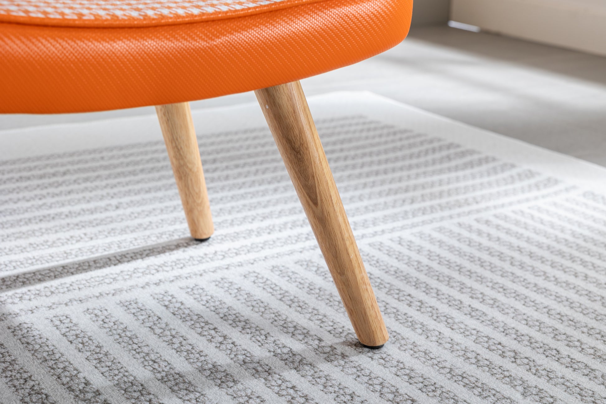 Wooden Step Ottoman,Wooden Step Stool For Adults,Square Cushion Foot Stool,Small Stool With Non Slip Pad,Wood Stool Suitable For Bedroom, Living Room And Kitchen Orange Orange Foam Cotton Linen