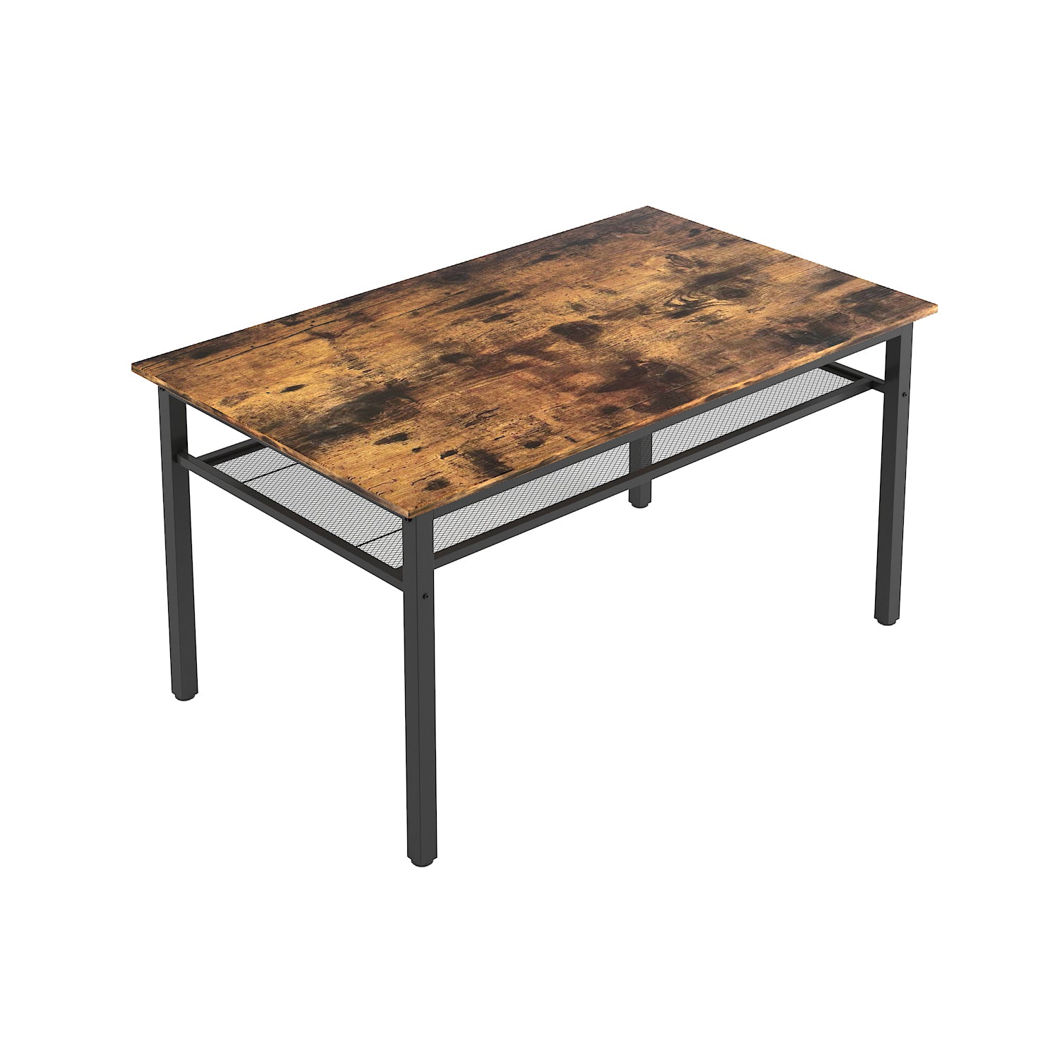 3 Pieces Farmhouse Kitchen Table Set With Two Benches, Metal Frame And Mdf Board Brown Mdf