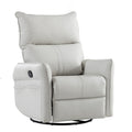 Rocking Recliner Chair,360 Degree Swivel Nursery Rocking Chair,Glider Chair,Modern Small Rocking Swivel Recliner Chair For Bedroom,Living Room Chair Home Theater Seat,Side Pocket Light Gray Solid Light Brown Primary Living Space Push Button Rubberwood