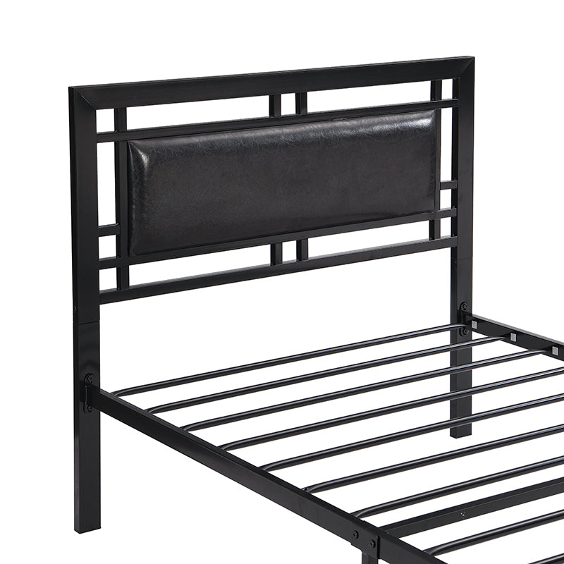 Twin Size Metal Bed Sturdy System Metal Bed Frame ,Modern Style And Comfort To Any Bedroom ,Black Black Metal
