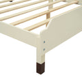 Full Size Wood Platform Bed With Bear Shaped Headboard,Bed With Motion Activated Night Lights,Cream Walnut Cream Wood