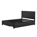 Metal Queen Size Storage Platform Bed With Twin Size Trundle And 2 Drawers, Black Queen Black Metal Bedroom Bed Frame Mdf Steel
