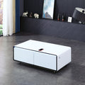 Smart Table Fridge, Multifunctional Coffee Table, Tempered Glass Table Top And Back Storage White Tempered Glass