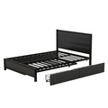 Metal Queen Size Storage Platform Bed With Twin Size Trundle And 2 Drawers, Black Queen Black Metal Bedroom Bed Frame Mdf Steel