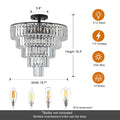 Same As W1340110374 L5011 Black Large Crystal Chandelier, Modern Style Chandelier, Dining Room, Living Room, Bedroom Bulbs Not Included Black Luxury Crystal