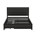 Metal Queen Size Storage Platform Bed With Twin Size Trundle And 2 Drawers, Black Queen Black Metal Bedroom Bed Frame Mdf Steel