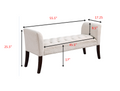 Bed End Bench, Button Tufted Design, Bedroom Entrance Bench With Armrest And Solid Wood Legs, Suitable For Bedroom, Beige Beige Wood Espresso Bedroom Modern Rubberwood Foam Linen Rubber Wood