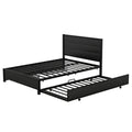 Metal Queen Size Storage Platform Bed With Twin Size Trundle And 2 Drawers, Black Queen Black Metal Bedroom Bed Frame Mdf Steel
