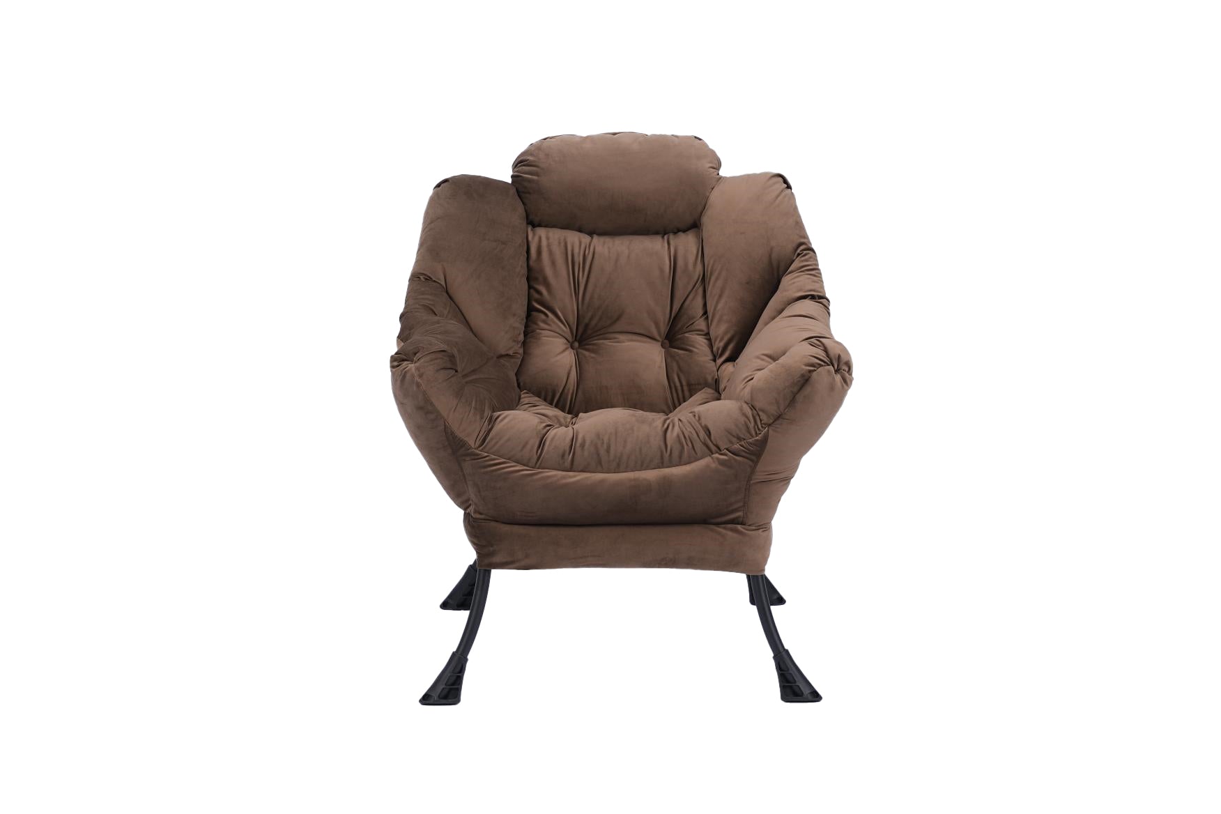 Living Room Chairs Modern Cotton Fabric Lazy Chair, Accent Contemporary Lounge Chair, Single Steel Frame Leisure Sofa Chair With Armrests And A Side Pocket Brown ,With Ottoman ,With Footrest Brown Polyester Metal Soft Polyester Fiber Pad Fabric 1 Seat