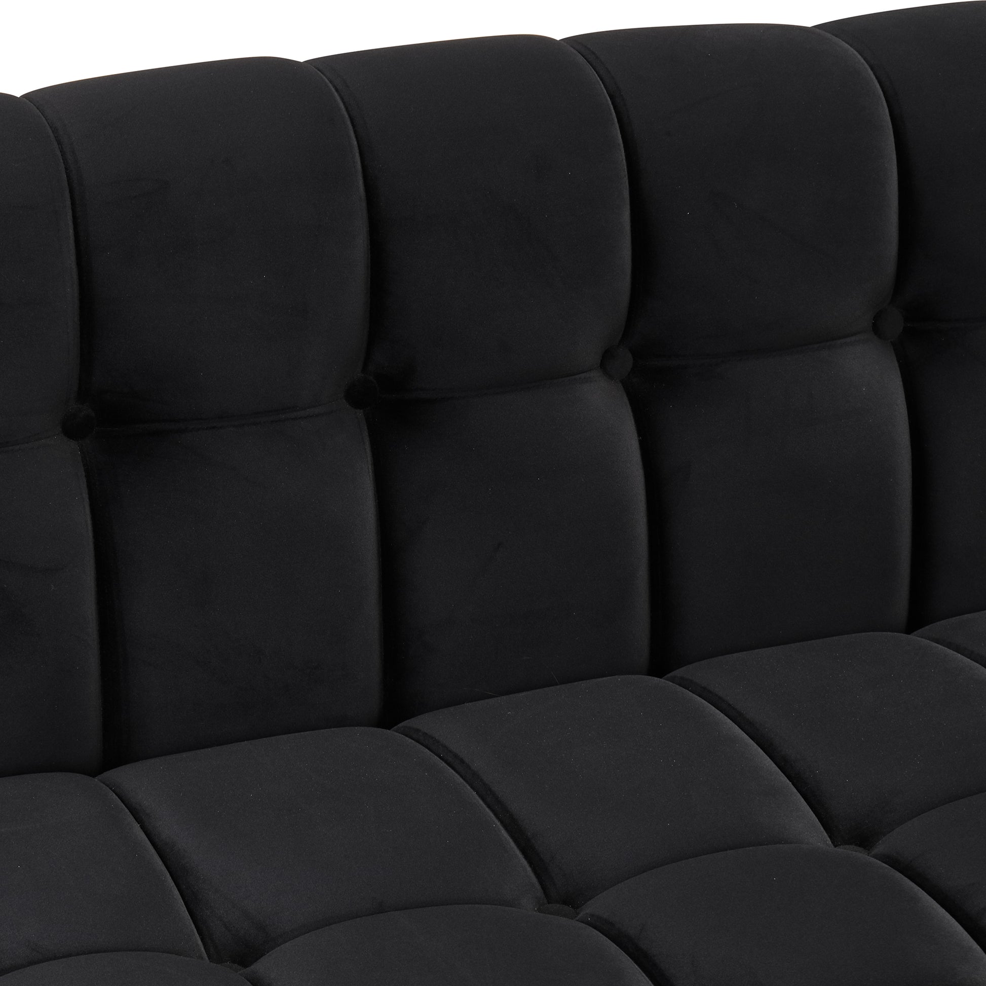 42" Modern Sofa Dutch Fluff Upholstered Sofa With Solid Wood Legs, Buttoned Tufted Backrest Black Foam Polyester