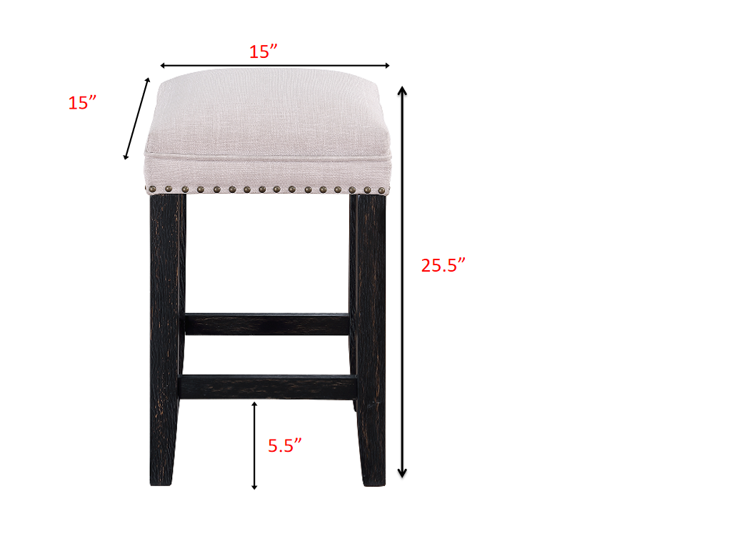 Farmhouse 24In Height Barstools For 34" 38" Counter Island Upholstered Stools Black White White Dining Room Antique Rubberwood Foam Burlap