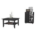 Payson 2 Piece Living Room Set, Bar Cart Coffee Table, Black Black Primary Living Space Shelves Rectangular Engineered Wood