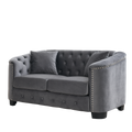59 Inch Modern Chesterfield Velvet Sofa, 2 Seater Sofa, Upholstered Tufted Backrests With Arms And 2 Cushions For Living Room, Bedroom, Apartment, Office Grey Grey Primary Living Space Foam Velvet 2 Seat