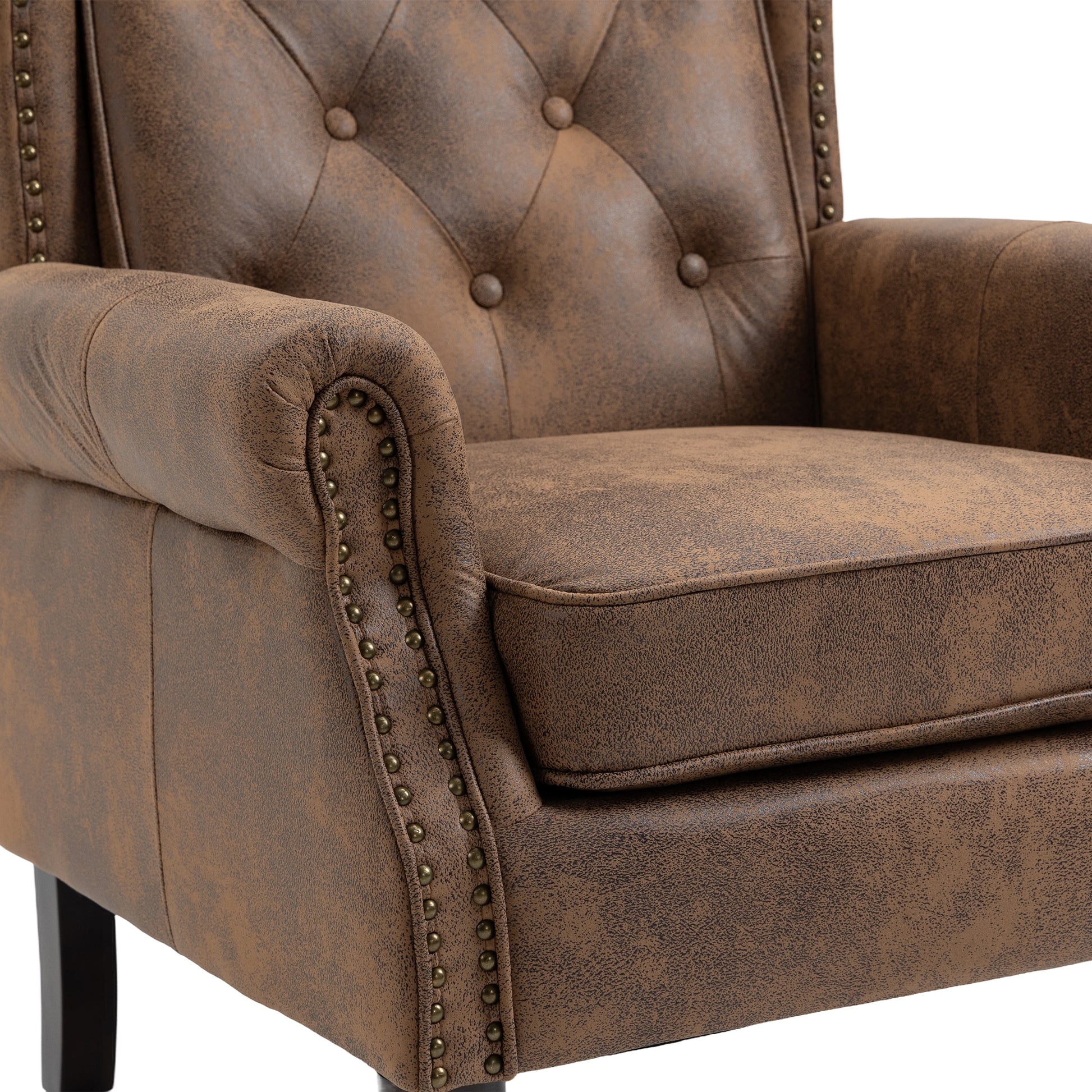 Coolmore Wood Frame Armchair, Modern Accent Chair Lounge Chair With Sturdy Wood Legs For Living Room Bedroom Coffee Pu Coffee Foam Microsuede
