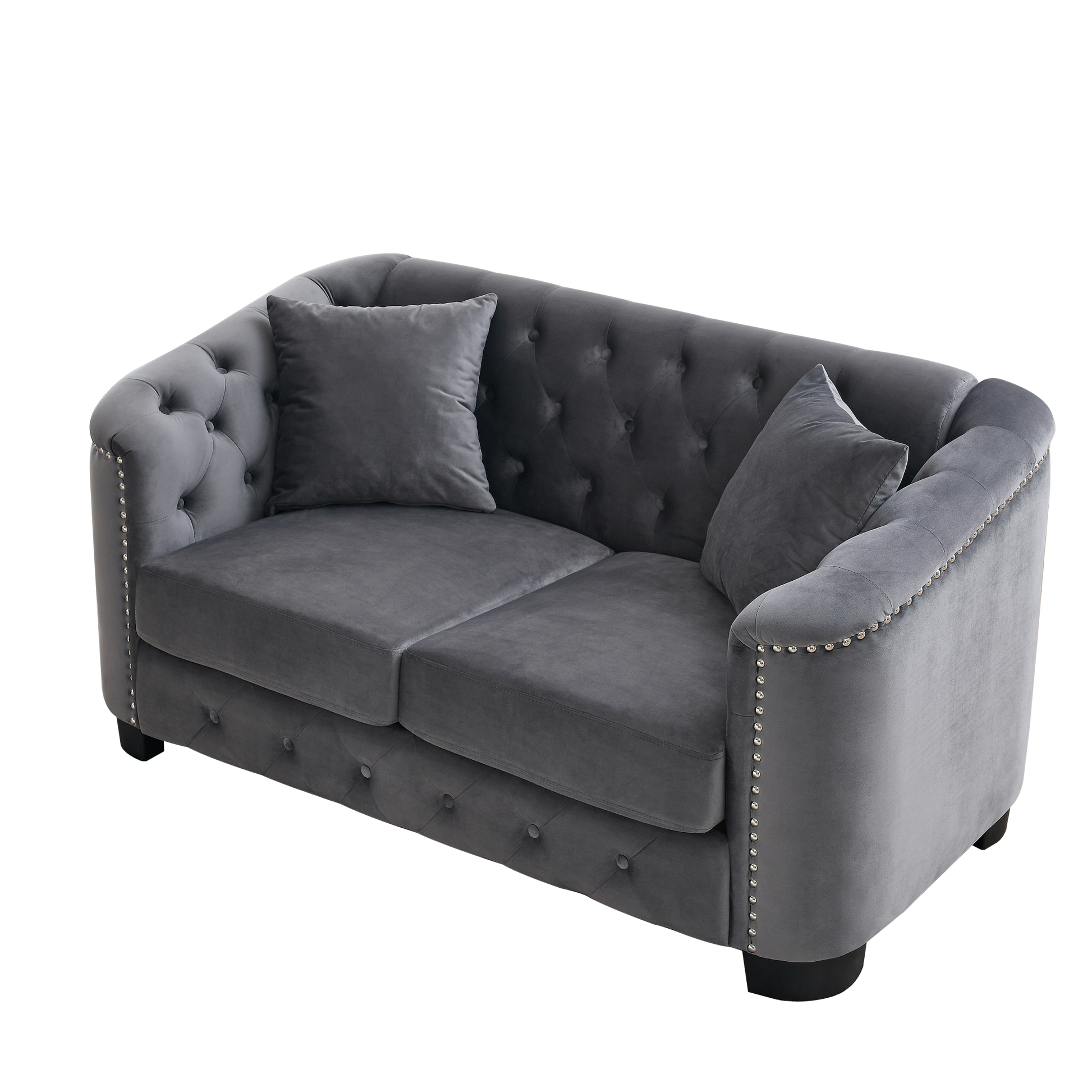 3 Seater 2 Seater Combination Sofa.Velvet Grey Grey Foam Velvet 5 Seat