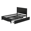 Metal Full Size Storage Platform Bed With Twin Size Trundle And 2 Drawers, Black Full Black Metal Bedroom Bed Frame Mdf Steel