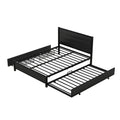 Metal Queen Size Storage Platform Bed With Twin Size Trundle And 2 Drawers, Black Queen Black Metal Bedroom Bed Frame Mdf Steel