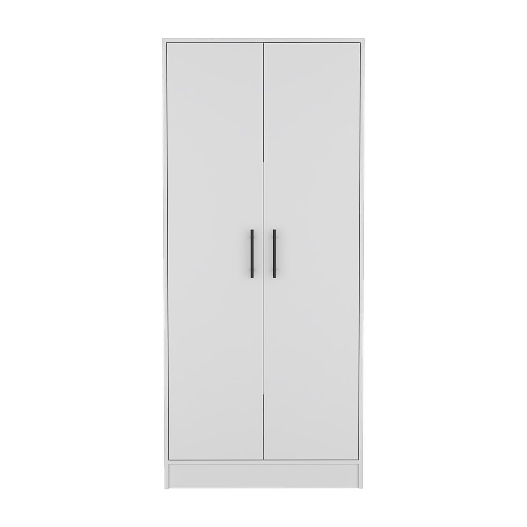 Mercer 2 Piece Bedroom Set, Armoire Nightstand, White And Smokey Oak King White White 2 Piece Set Bedroom Nightstand Included Engineered Wood