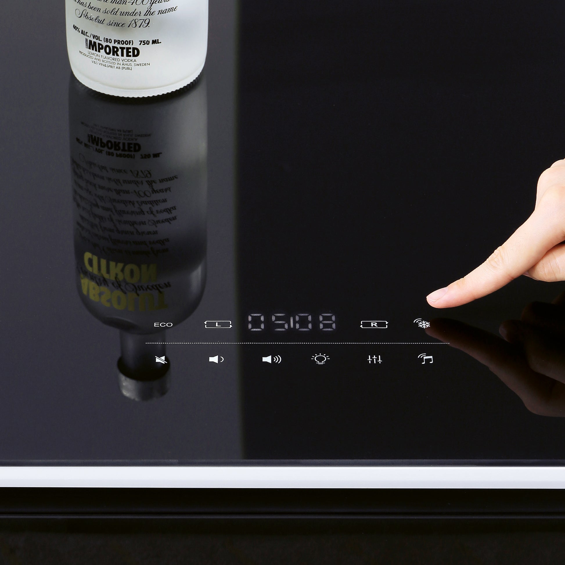 Smart Table Fridge, Multifunctional Coffee Table, Tempered Glass Table Top And Back Storage Black Tempered Glass