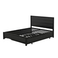Metal Queen Size Storage Platform Bed With Twin Size Trundle And 2 Drawers, Black Queen Black Metal Bedroom Bed Frame Mdf Steel