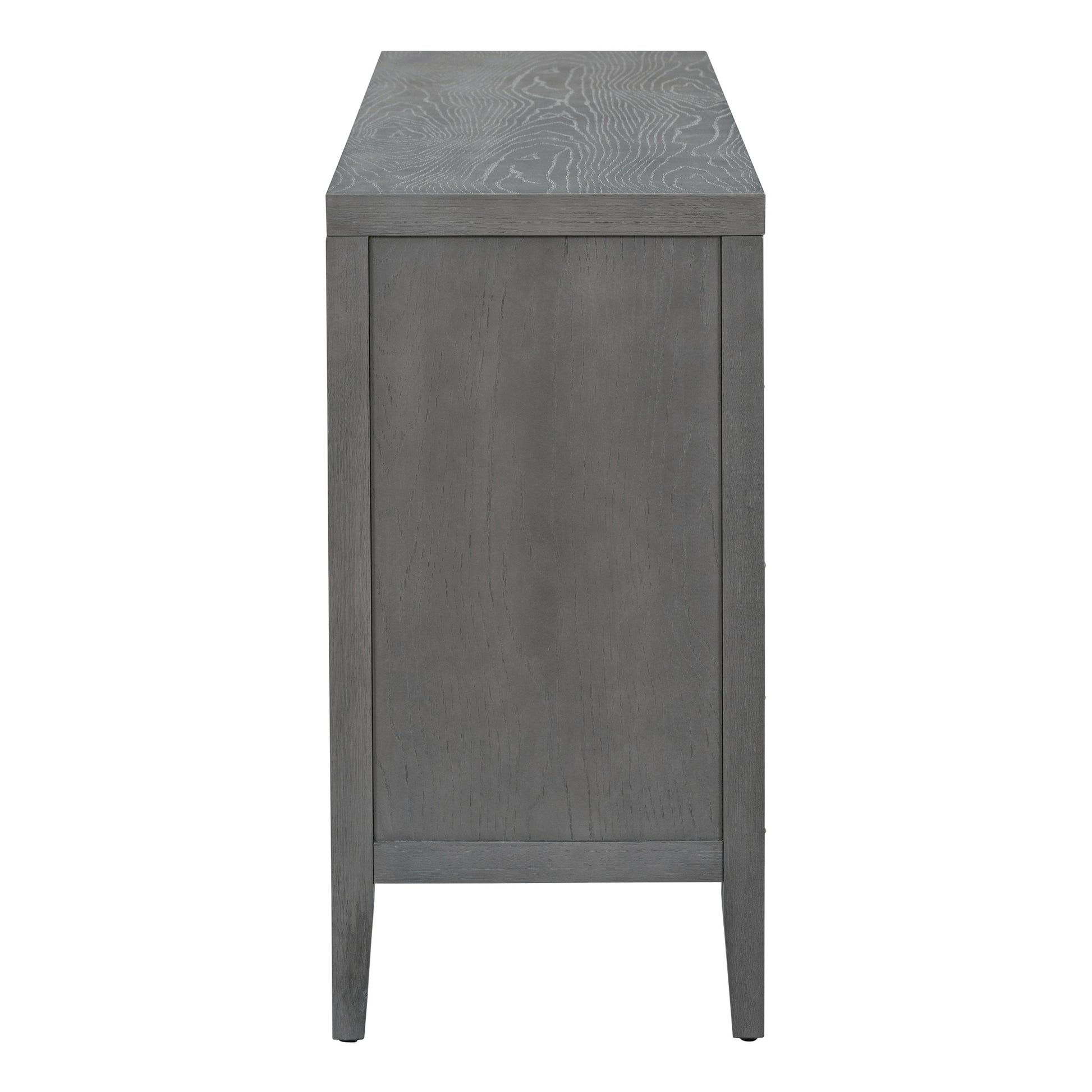 Retro Sideboard Door With Circular Groove Design Round Metal Door Handle For Entrance, Dinning Room, Living Room Gray Gray Mdf