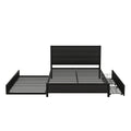 Metal Queen Size Storage Platform Bed With Twin Size Trundle And 2 Drawers, Black Queen Black Metal Bedroom Bed Frame Mdf Steel