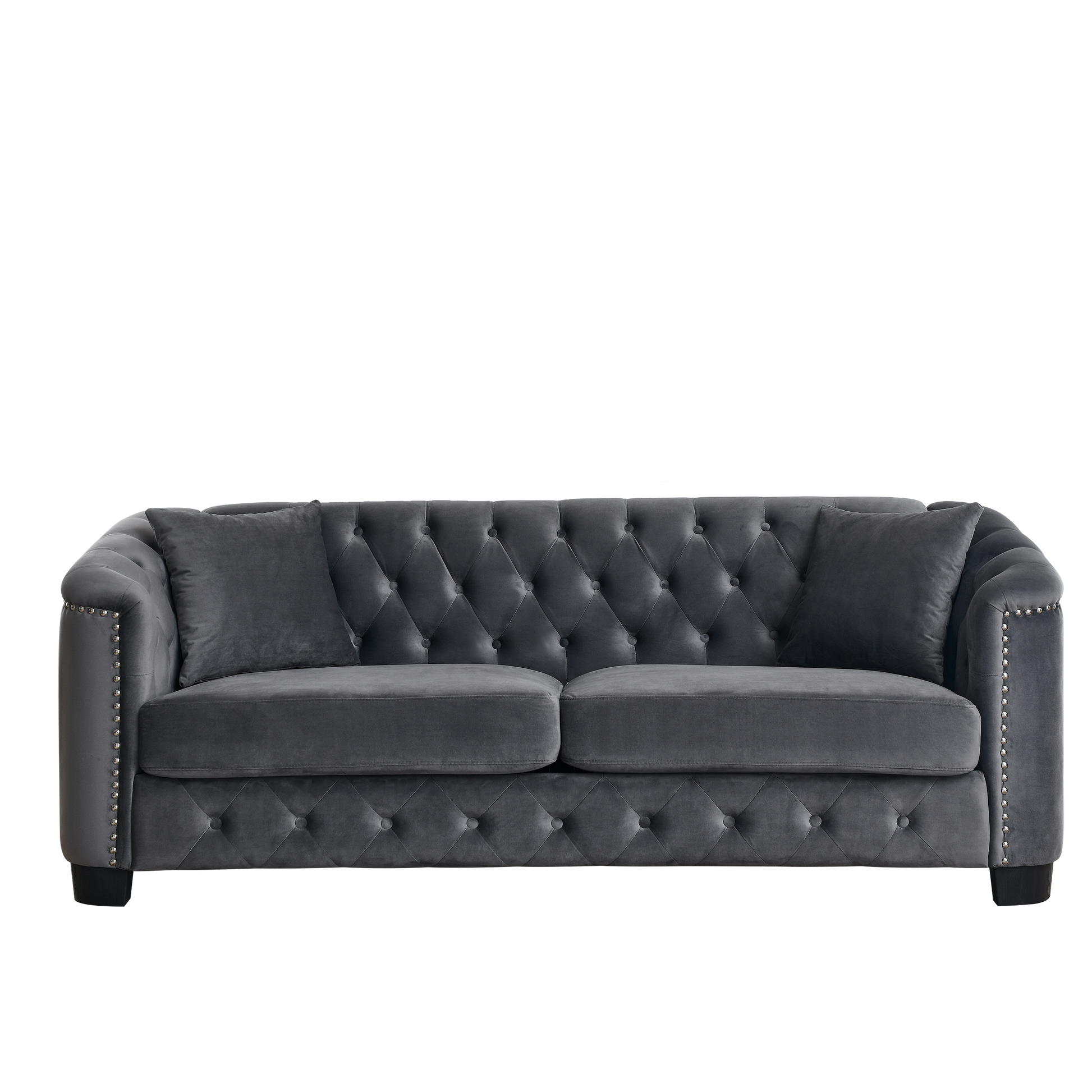 3 Seater 3 Seater Combination Sofa.Velvet Grey Grey Foam Velvet 6 Seat
