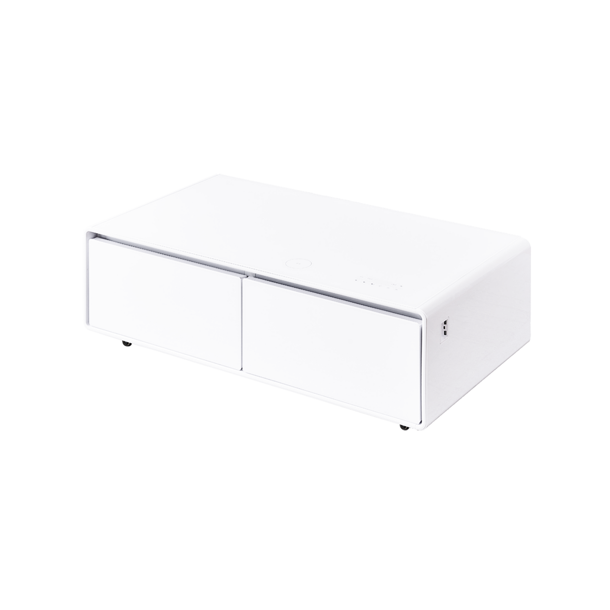 Smart Table Fridge, Multifunctional Coffee Table, Tempered Glass Table Top And Back Screen White Tempered Glass