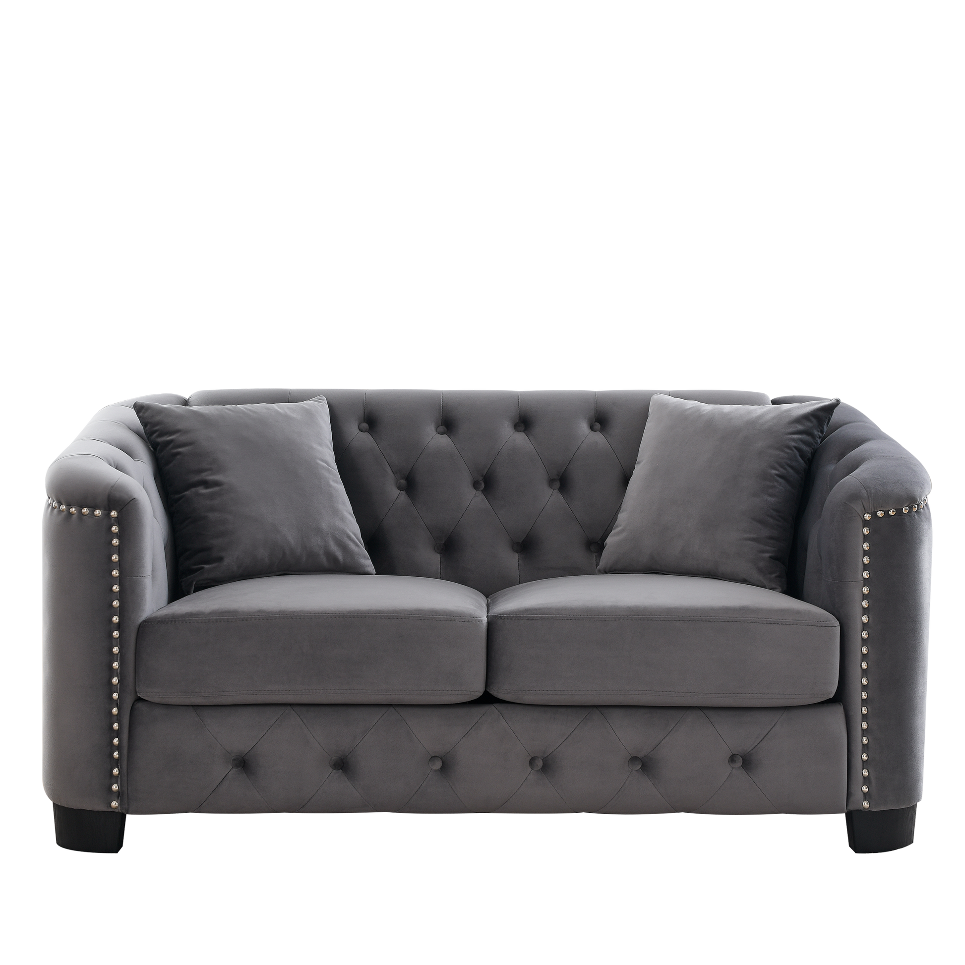 3 Seater 2 Seater Combination Sofa.Velvet Grey Grey Foam Velvet 5 Seat