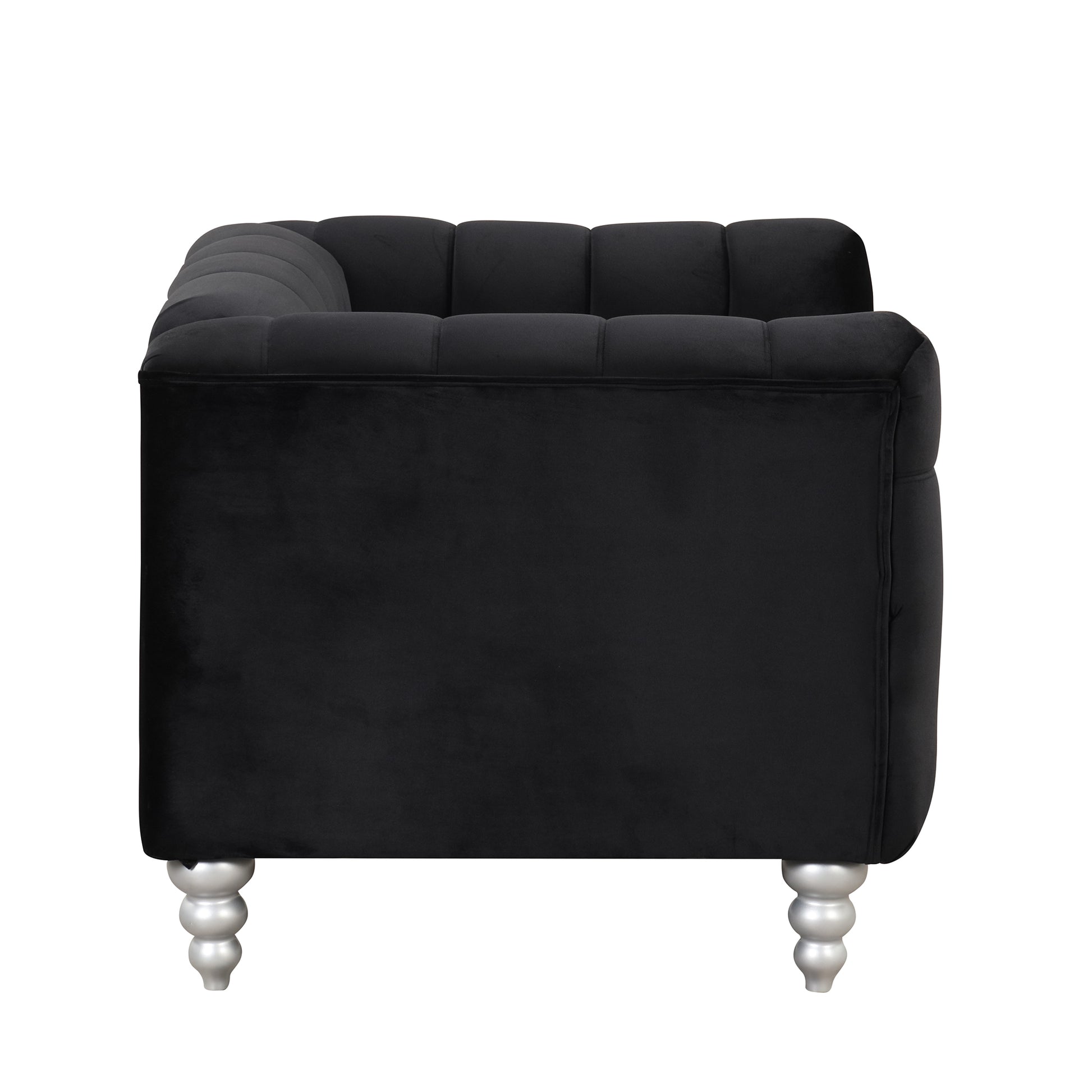 42" Modern Sofa Dutch Fluff Upholstered Sofa With Solid Wood Legs, Buttoned Tufted Backrest Black Foam Polyester