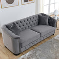 3 Seater 3 Seater Combination Sofa.Velvet Grey Grey Foam Velvet 6 Seat