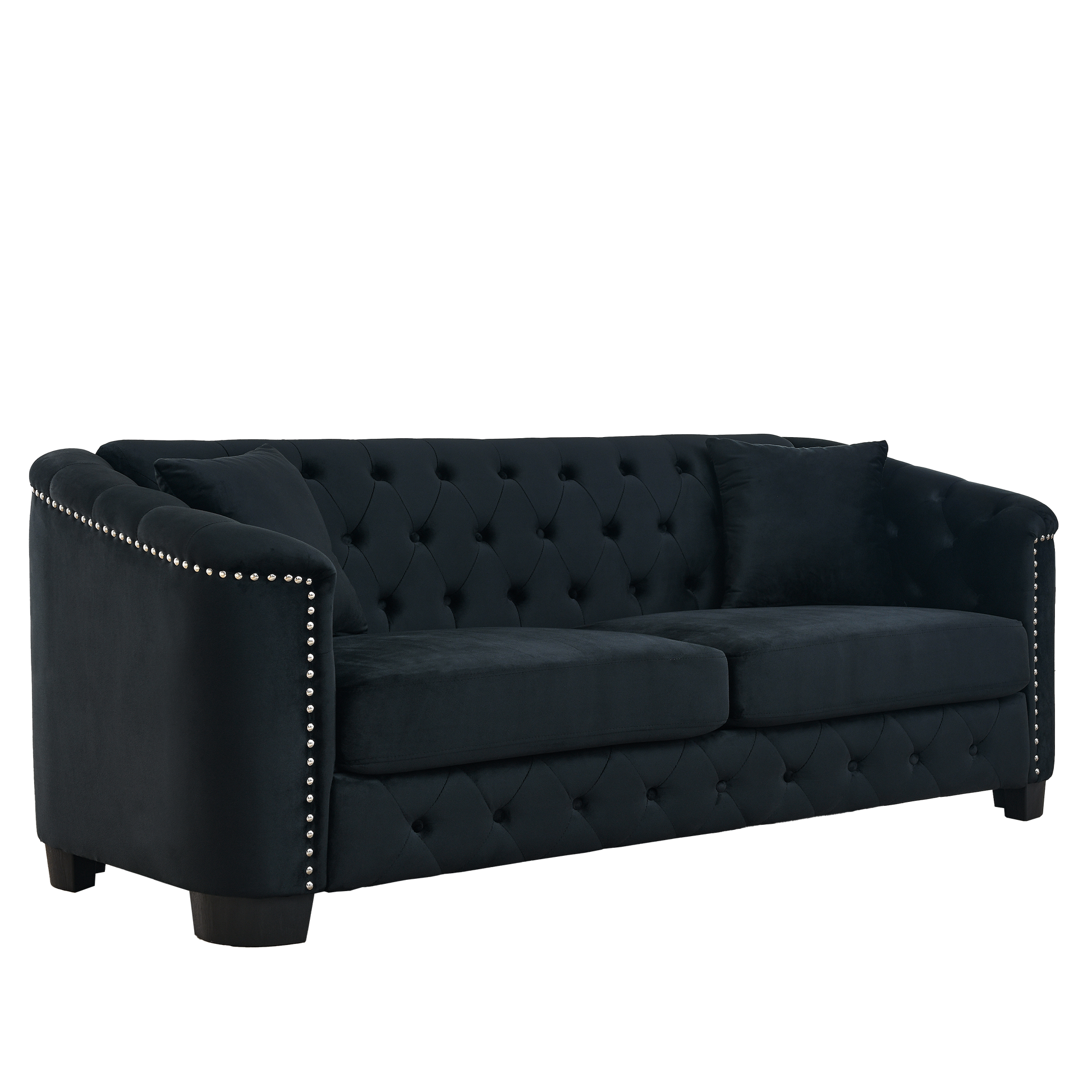 3 Seater 2 Seater Combination Sofa.Velvet Black Black Foam Velvet 5 Seat