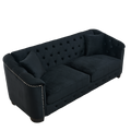 77 Inch Modern Chesterfield Velvet Sofa, 3 Seater Sofa, Upholstered Tufted Backrests With Arms And 2 Cushions For Living Room, Bedroom, Apartment, Office Black Black Primary Living Space Foam Velvet 3 Seat