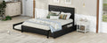 Metal Queen Size Storage Platform Bed With Twin Size Trundle And 2 Drawers, Black Queen Black Metal Bedroom Bed Frame Mdf Steel