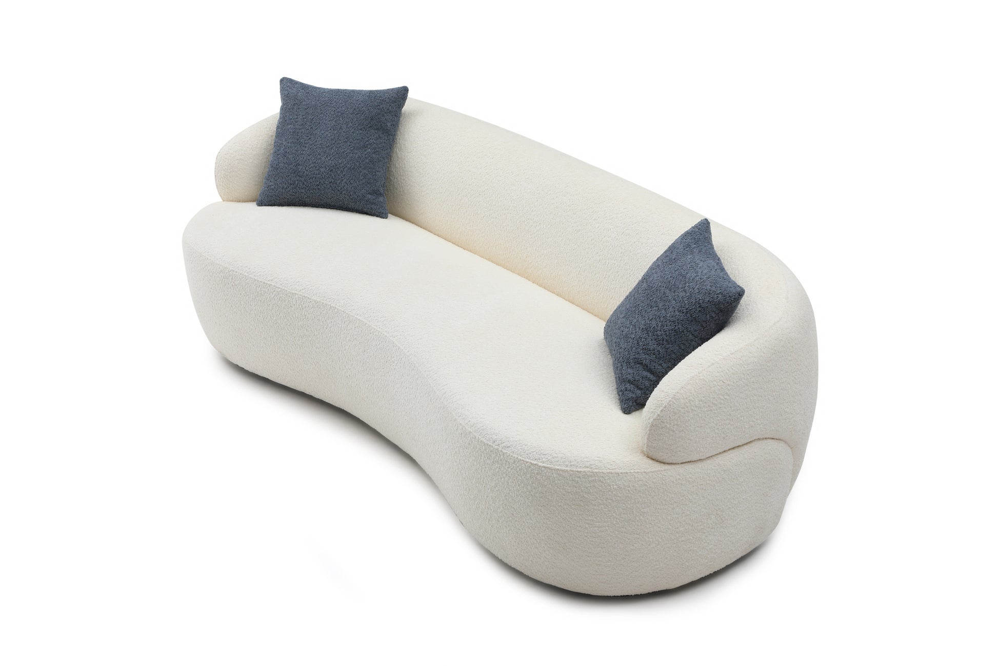 Mid Century Modern Curved Sofa, 3 Seat Cloud Couch Boucle Sofa Fabric Couch For Living Room, Bedroom, Office Beige Upholstered 3 Seat