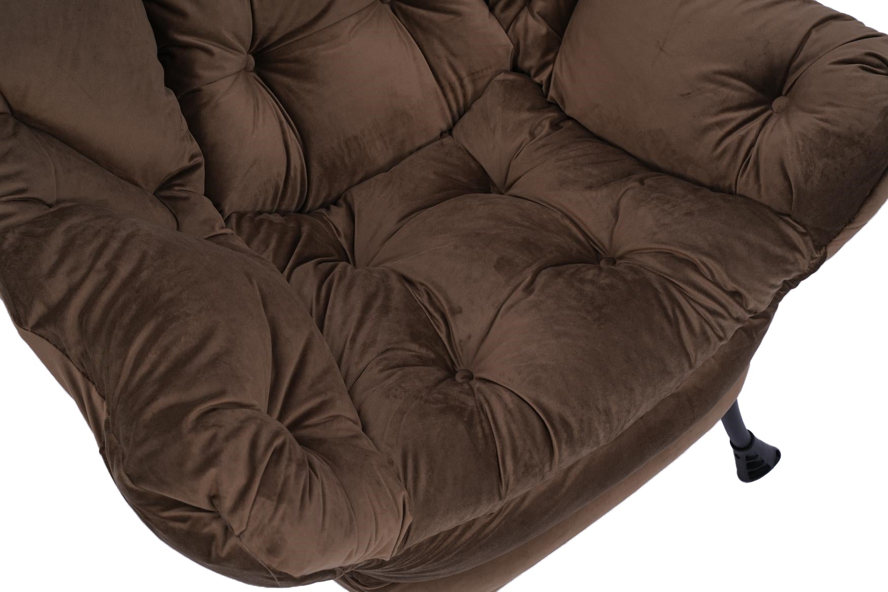 Living Room Chairs Modern Cotton Fabric Lazy Chair, Accent Contemporary Lounge Chair, Single Steel Frame Leisure Sofa Chair With Armrests And A Side Pocket Brown ,With Ottoman ,With Footrest Brown Polyester Metal Soft Polyester Fiber Pad Fabric 1 Seat