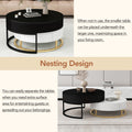 Modern Round Lift Top Nesting Coffee Tables With 2 Drawers White & Black White Black Mdf