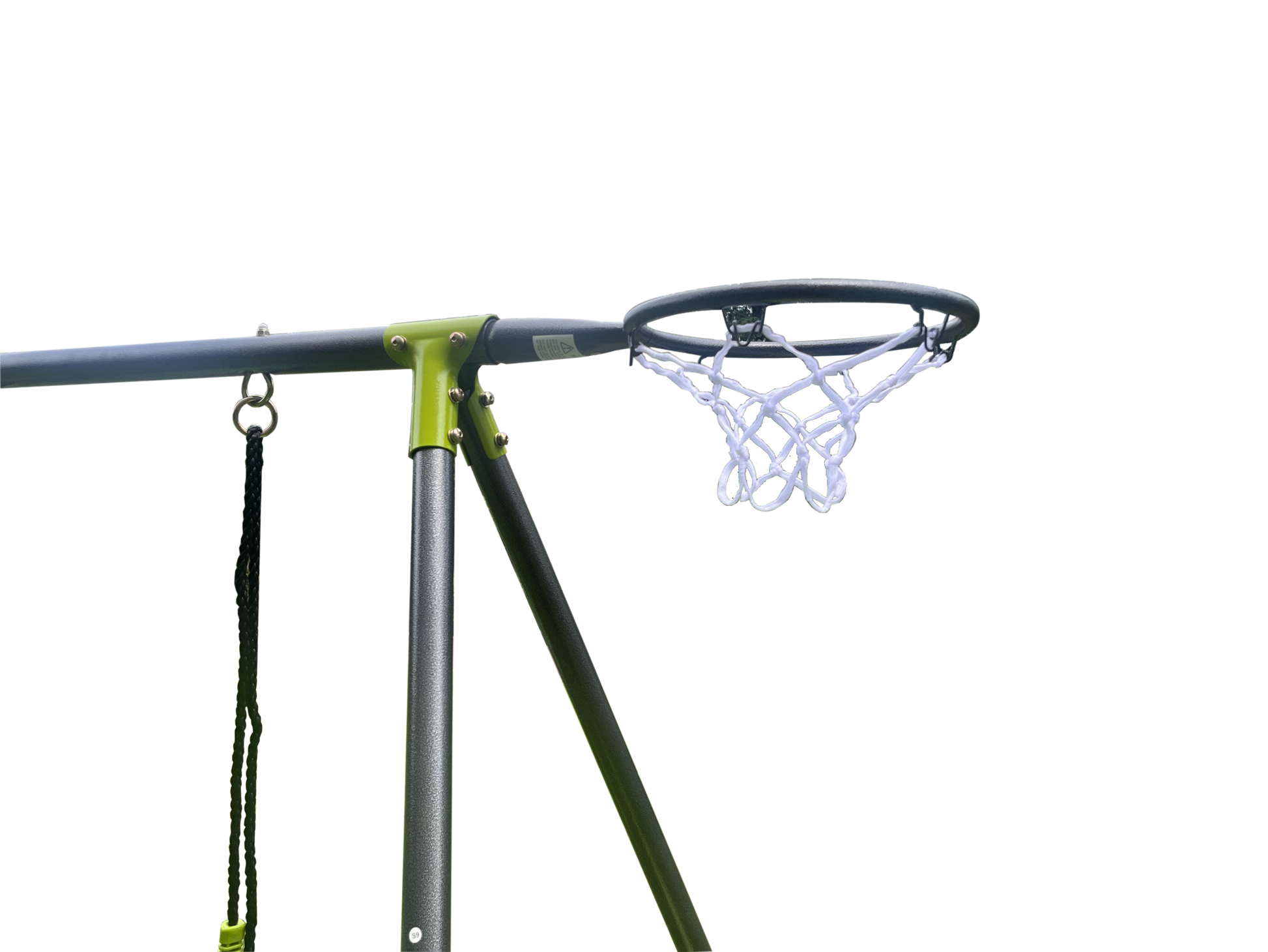 Xns052 Green And Blue Interesting Six Function Swingset With Net Swing Metal Plastic Safe Swing Set 440Lbs For Outdoor Playground For Age 3 With 31.5In Net Swing Green Steel