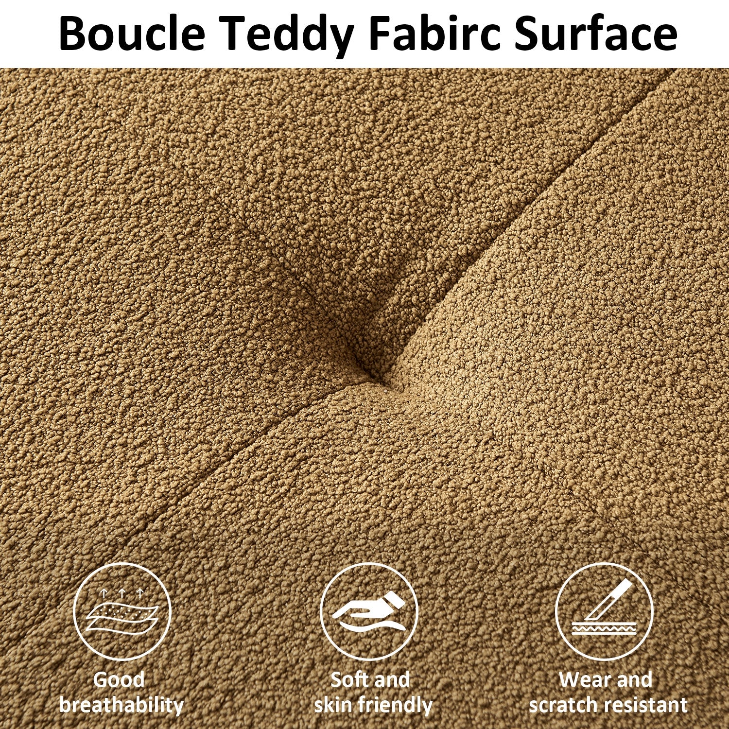 120'' Teddy Fabric Sofa, Modern Modular Sectional Couch, Button Tufted Seat Cushion For Living Room, Apartment & Office. Dark Yellow Dark Yellow Foam Fabric