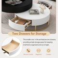 Modern Round Lift Top Nesting Coffee Tables With 2 Drawers White & Black White Black Mdf