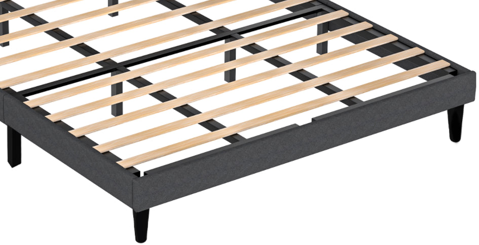 Queen Size Upholstered Platform Bed Frame With Headboard And Sturdy Wooden Slats, High Load Bearing Capacity, Non Slip And Noiseless, No Springs Required, Easy To Assemble, Dark Gray Bed Dark Grey Metal & Wood