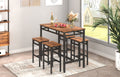 Bar Table Set 5Pc Dinging Table Set With High Stools, Structural Strengthening, Industrial Style. Rustic Brown, 43.31'' L X 23.62'' W X 35.43'' H. Rustic Brown Particle Board