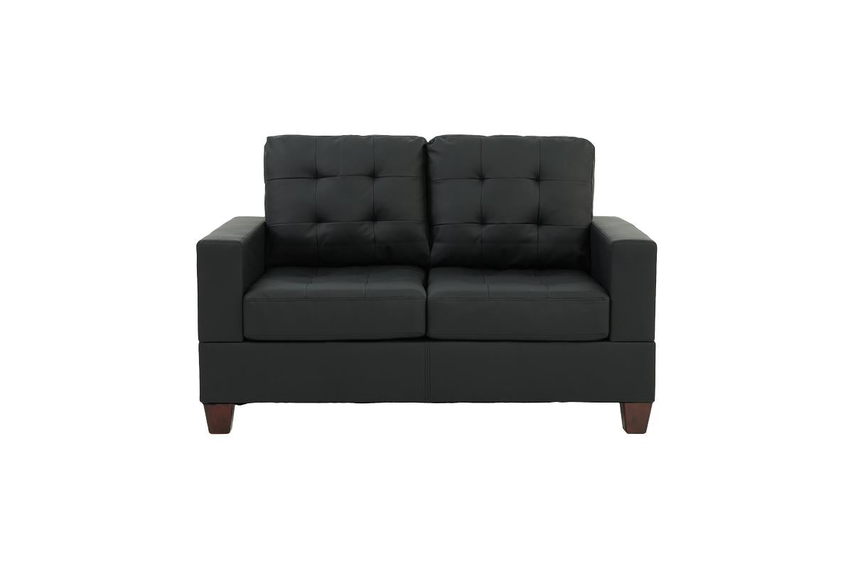 Living Room Furniture 2Pc Sofa Set Black Faux Leather Tufted Sofa Loveseat W Pillows Cushion Couch Black Faux Leather Wood Primary Living Space Tufted Back Contemporary,Modern Pine Square Arms Particle Board 4 Seat