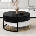 Modern Round Lift Top Nesting Coffee Tables With 2 Drawers White & Black White Black Mdf