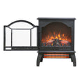 18 Inch 3D Flame Electric Infrared Quartz Fireplace Stove With Remote Control Powder Coated Electric Yes Antique Black Vent Free Yes Freestanding Tempered Glass Sheet Metal Electric