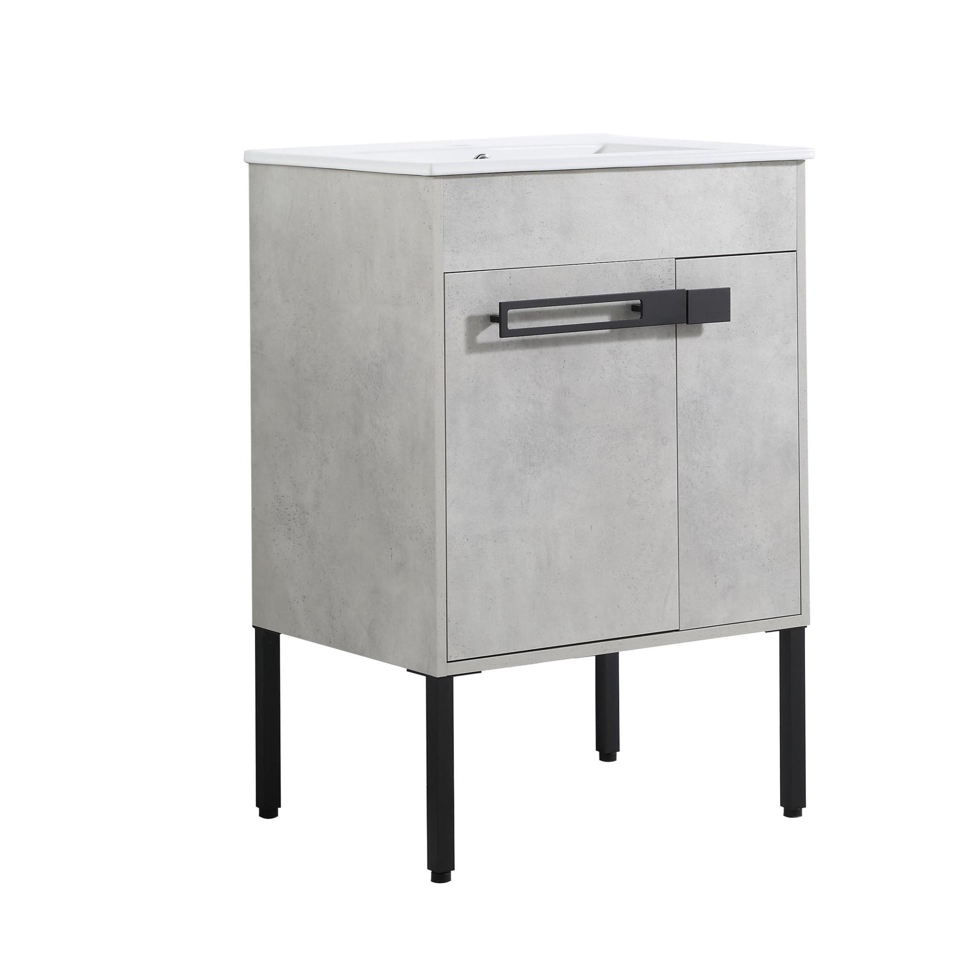 24 Inch Bathroom Vanity, Freestanding Bathroom Vanity Or Floating Is Optional Conversion.24*18 00324Cg 1 Kd Packing Excluding Sink Cement Grey 2 Bathroom Freestanding Modern Plywood