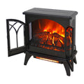 24 Inch 3D Flame Electric Infrared Quartz Fireplace Stove With Remote Control Powder Coated Electric Yes Antique Black Vent Free Yes Freestanding Tempered Glass Sheet Metal Electric