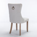 Nikki Collection Modern, High End Tufted Solid Wood Contemporary Flax Upholstered Dining Chair With Wood Legs Trim 2 Pcs Set,Gray, Sw6801Bg Beige Dining Room American Design Rubberwood Foam Linen