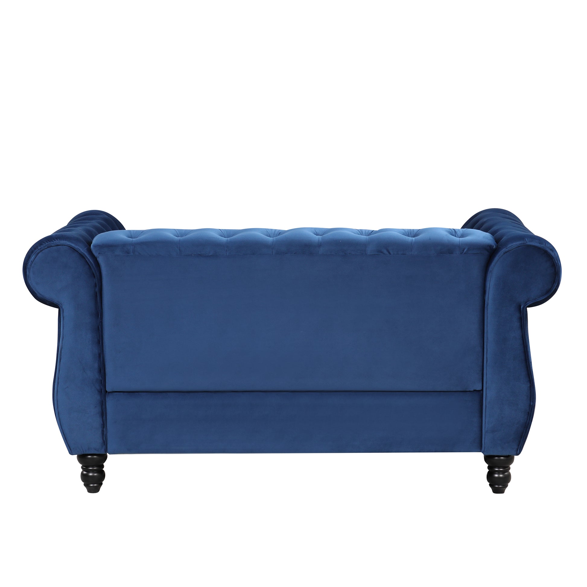 60" Modern Sofa Dutch Plush Upholstered Sofa, Solid Wood Legs, Buttoned Tufted Backrest, Blue Blue Foam Polyester