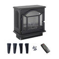 18 Inch 3D Flame Electric Infrared Quartz Fireplace Stove With Remote Control Powder Coated Electric Yes Antique Black Vent Free Yes Freestanding Tempered Glass Sheet Metal Electric